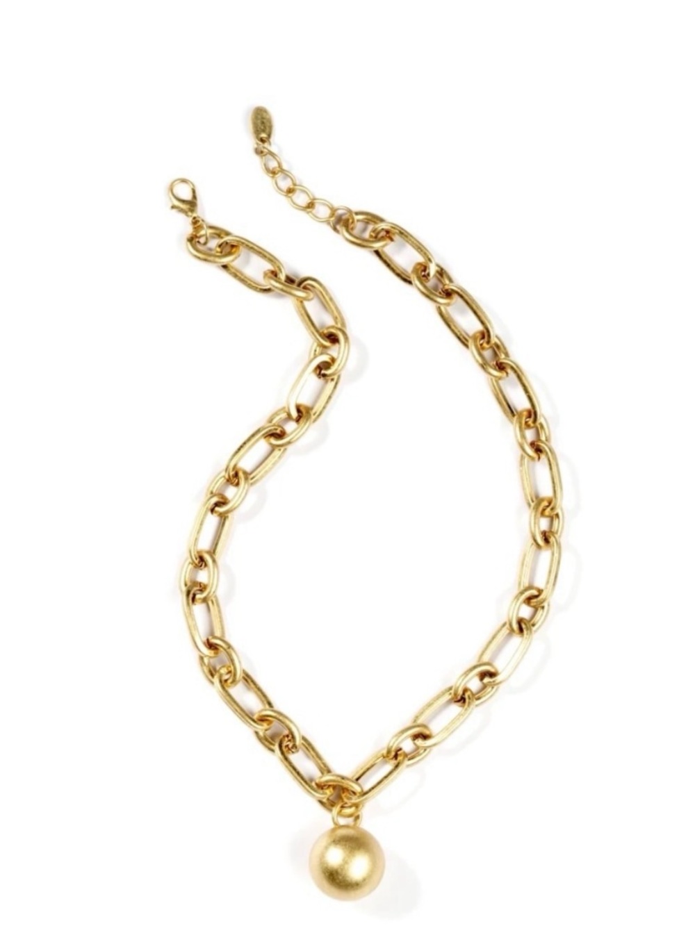 Zara Gold Chain Necklace with Matte Gold Ball Pendant